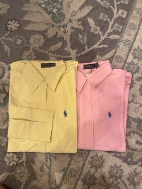 Polo by Ralph Lauren Yellow & Pink Oxford Dress Shirts Duo